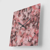 Black Gray Pink White Modern Geometric Abstract スクエア壁時計 (傾斜)