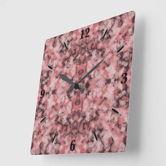 Black Gray Pink White Modern Geometric Abstract スクエア壁時計 (傾斜)