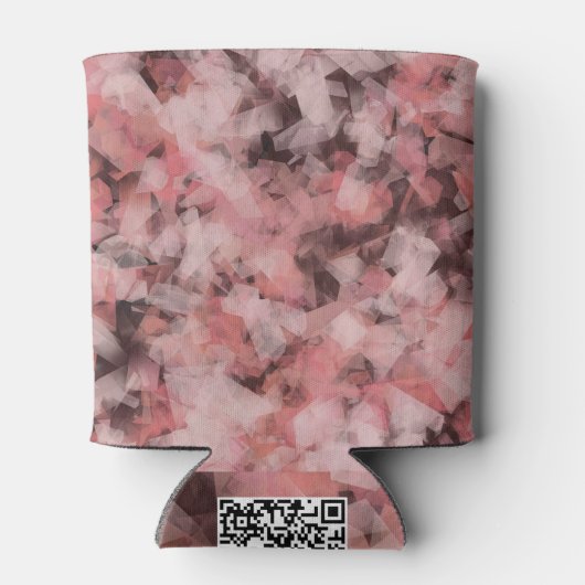 Black Gray Pink White Modern Geometric Abstract 缶クーラー (裏面)
