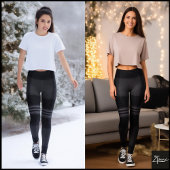 Black Gray Plaid Flannel Tartan Texture レギンス