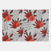 BLACK GRAY RED HALLOWEEN GIRLS FLOWERS COFFINS ラッピングペーパーシート (正面)