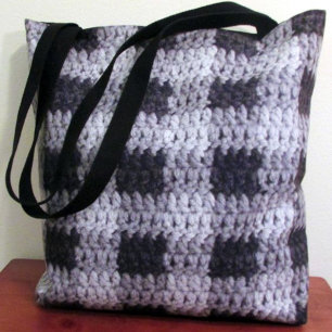 Black Gray Shades Business Plaid Texture Crochet トートバッグ