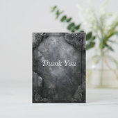 Black & Gray Stone with Border Thank You Card ポストカード (スタンド正面)