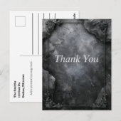 Black & Gray Stone with Border Thank You Card ポストカード (正面/裏面)