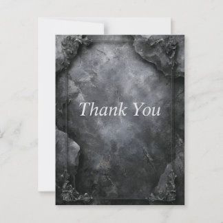 Black & Gray Stone with Border Thank You Card ポストカード