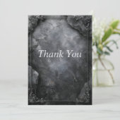 Black & Gray Stone with Border Thank You Card 招待状 (スタンド正面)
