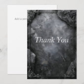 Black & Gray Stone with Border Thank You Card 招待状 (正面/裏面)