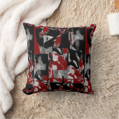 Black Gray White Burgundy Contemporary Art Print クッション (ブランケット)