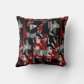 Black Gray White Burgundy Contemporary Art Print クッション (裏面)