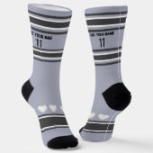 Black, gray, white- Name Number heart Socks ソックス (傾斜あり)