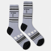 Black, gray, white- Name Number heart Socks ソックス (右)