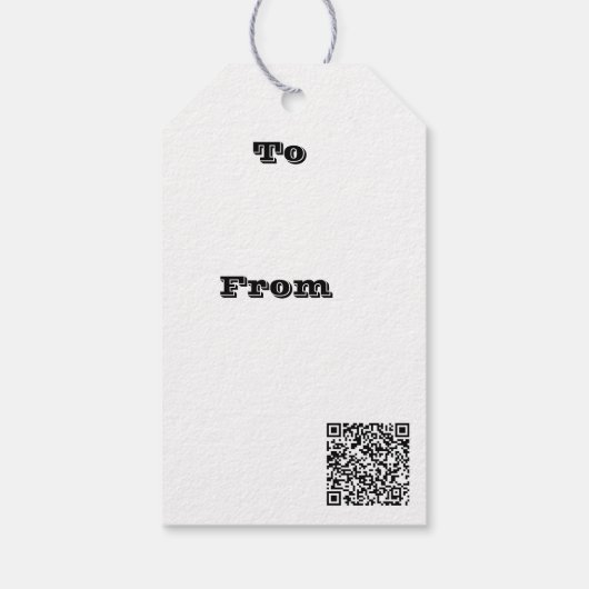 Black Gray White Retro Floral Art Seamless Pattern ギフトタグ (裏面)