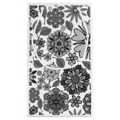 Black Gray White Retro Floral Art Seamless Pattern スモールペーパーバッグ (裏面)