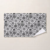 Black Gray White Retro Floral Art Seamless Pattern バスタオルセット (ハンドタオル)