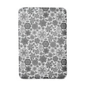 Black Gray White Retro Floral Art Seamless Pattern バスマット (正面縦)