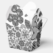 Black Gray White Retro Floral Art Seamless Pattern フェイバーボックス (オープン)