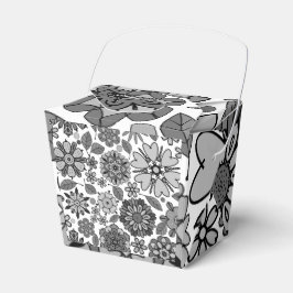 Black Gray White Retro Floral Art Seamless Pattern フェイバーボックス