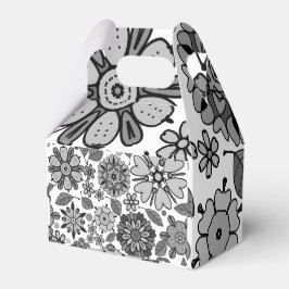 Black Gray White Retro Floral Art Seamless Pattern フェイバーボックス