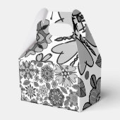 Black Gray White Retro Floral Art Seamless Pattern フェイバーボックス (正面サイド)