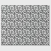 Black Gray White Retro Floral Art Seamless Pattern ラッピングペーパー (フラット)