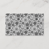 Black Gray White Retro Floral Art Seamless Pattern 名刺 (正面)