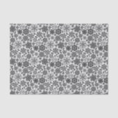 Black Gray White Retro Floral Art Seamless Pattern 薄葉紙 (正面)