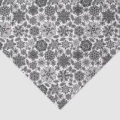 Black Gray White Retro Floral Art Seamless Pattern 薄葉紙 (詳細)