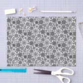 Black Gray White Retro Floral Art Seamless Pattern 薄葉紙 (クラフト)
