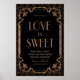 Black Great Gatsby Art Deco Love is Sweet ポスター