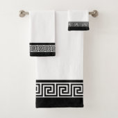 Black Greek Pattern on Black and White バスタオルセット (インサイチュ)