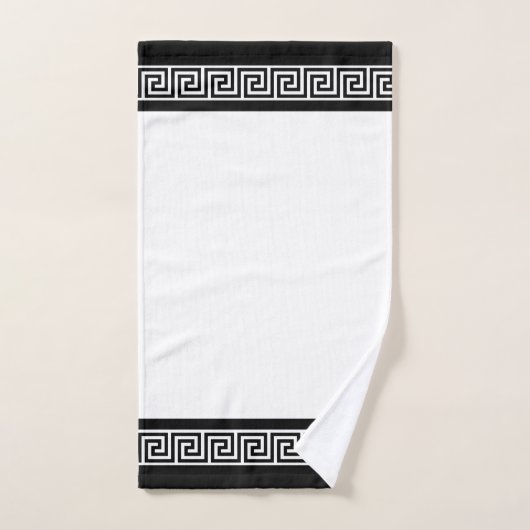 Black Greek Pattern on Black and White バスタオルセット (ハンドタオル)