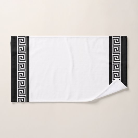 Black Greek Pattern on Black and White バスタオルセット (ハンドタオル)