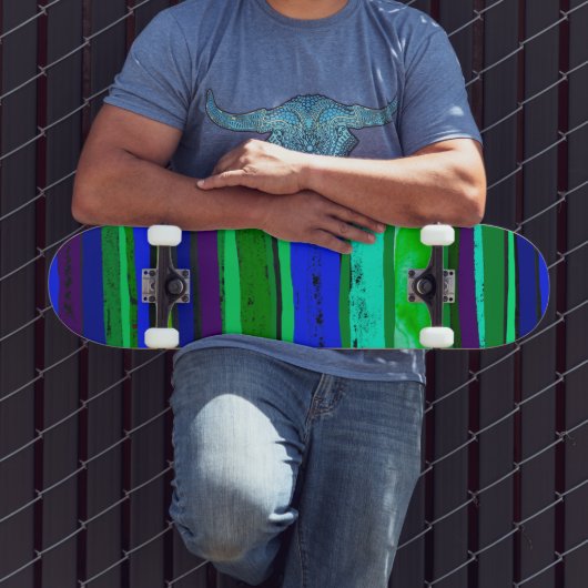 Black, green and blue stripes skateboard スケートボード (室外3)