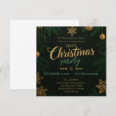 Black Green and Gold Classic Christmas Invitation 招待状 (正面/裏面)