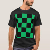 Black & Green Anime Style Pattern Tee Tシャツ (正面)