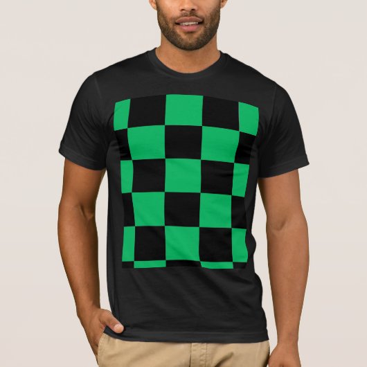 Black & Green Anime Style Pattern Tee Tシャツ (正面)