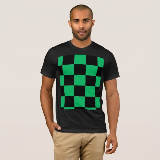 Black & Green Anime Style Pattern Tee Tシャツ (正面フル)