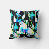 Black Green Aqua Pink White Contemporary Art Print クッション (裏面)