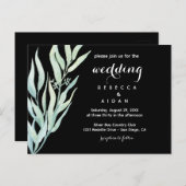Black Green Botanical Wedding Invitation インビテーションポストカード (正面/裏面)