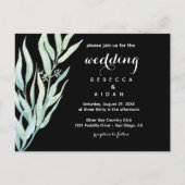 Black Green Botanical Wedding Invitation インビテーションポストカード (正面)