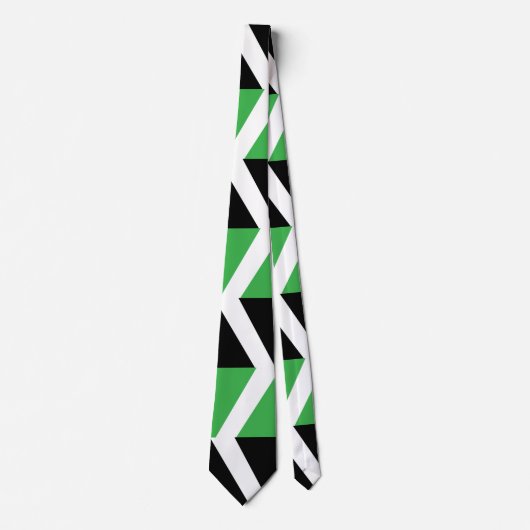 Black Green Chevron Stripe ネクタイ (正面)