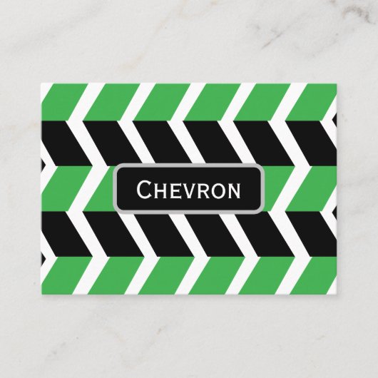 Black Green Chevron Stripe 名刺 (正面)