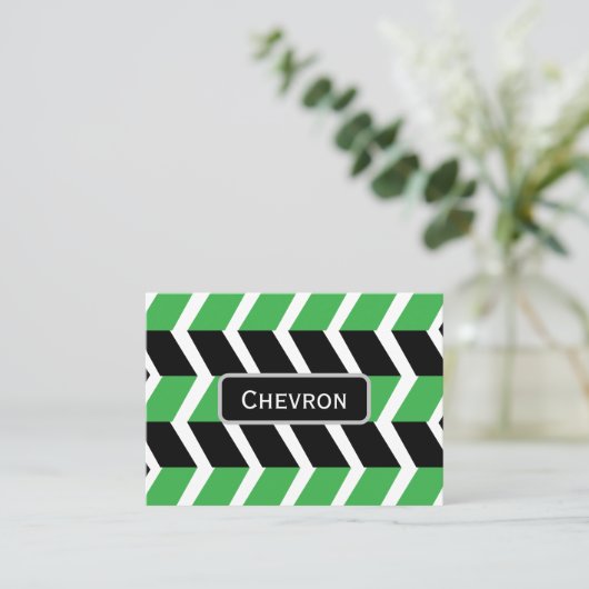 Black Green Chevron Stripe 名刺 (スタンド正面)