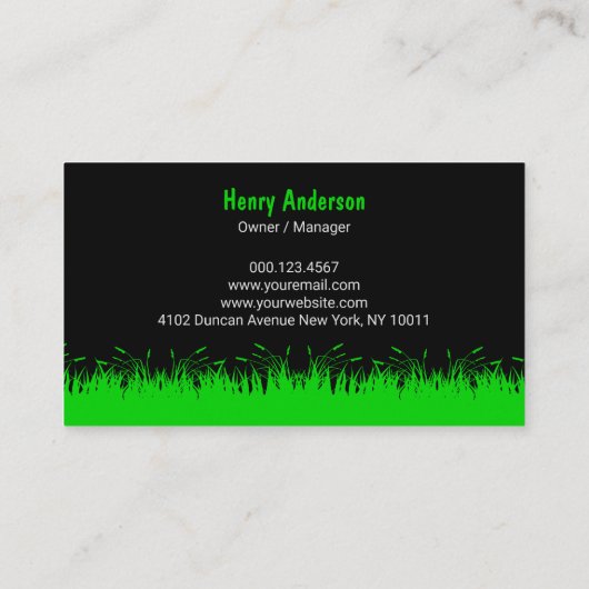 Black Green Grass Lawn Care Professional 名刺 (裏面)