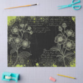 Black & Green Hand-Drawn Floral Script Decoupage  薄葉紙 (クラフト)