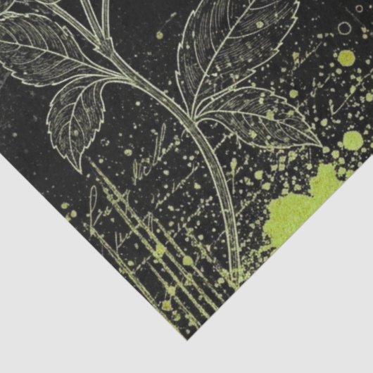 Black & Green Hand-Drawn Floral Script Decoupage 薄葉紙 (詳細)