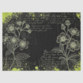 Black & Green Hand-Drawn Floral Script Decoupage 薄葉紙 (正面)
