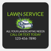 Black Green Lawn Care and Service Professional スクエアシール (正面)