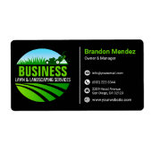 Black Green Lawn Care Landscaping Mowing Service ラベル (正面)