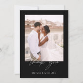 Black Green Minimalist結婚's Thank You Photo サンキューカード (正面)